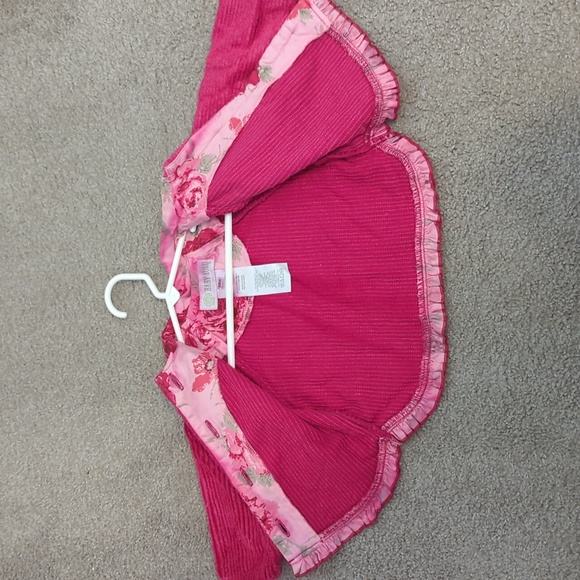Baby Lulu bright pink button-down jacket soft warm cloth w/ flower accents Sz12M - Picture 9 of 10